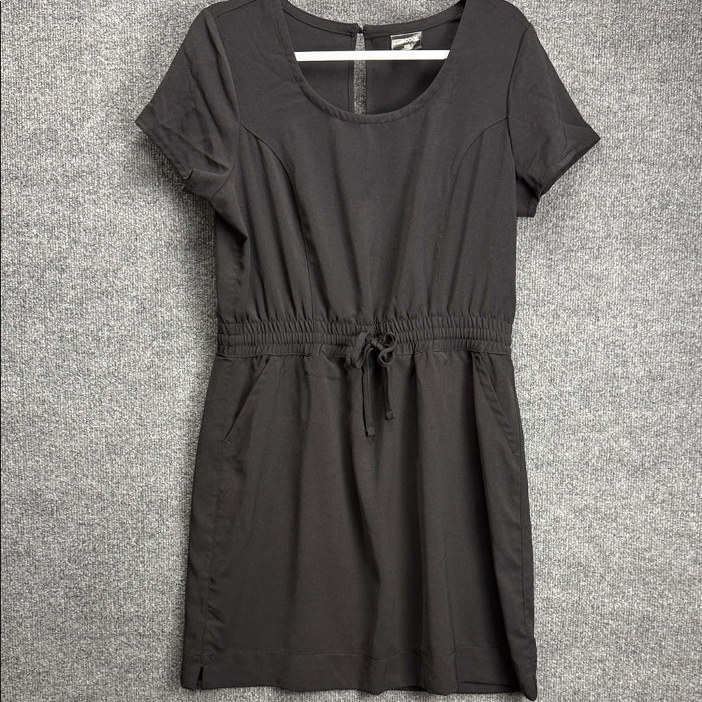 32 Degrees Cool Black Short-Sleeve Drawstring Waist Dress with Pockets Medium